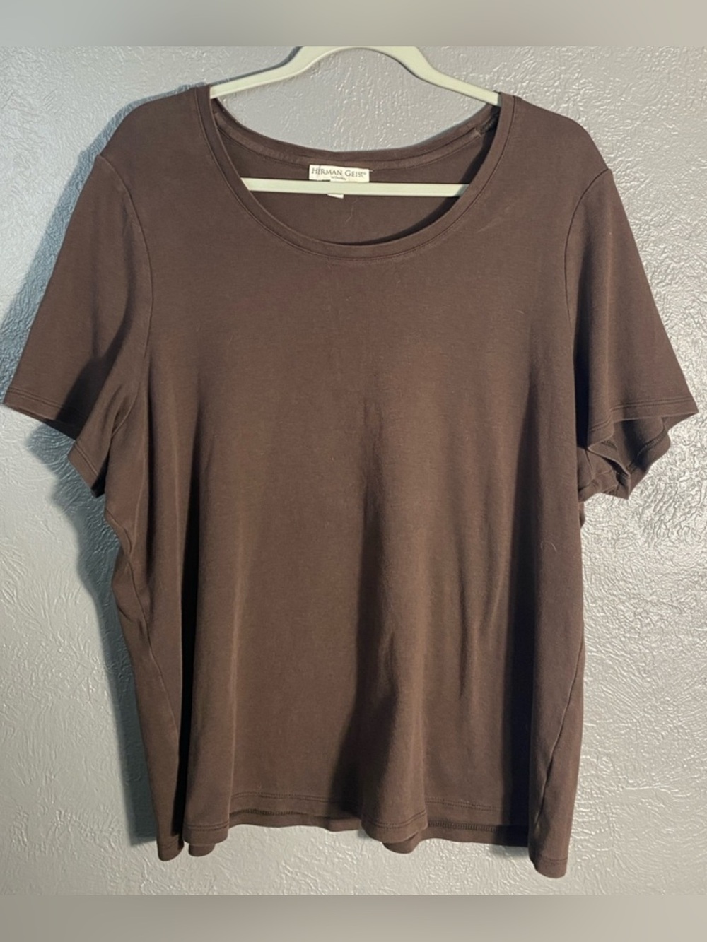 Herman Geist 100% Pima Cotton Scoop Neck Tee Brown Short Sleeve Women's 3X